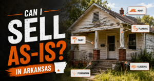 Arkansas homeowner comparing repair costs, house keys, and an as-is sale option
