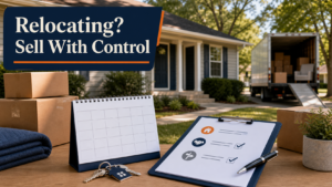 Arkansas homeowner comparing a move date, house keys, and sale options before relocating