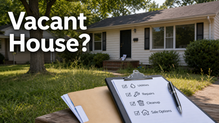 Vacant house in Little Rock with a checklist for utilities, repairs, cleanup, and sale options