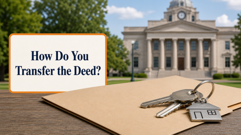 House keys and a deed folder representing an Arkansas property transfer after probate