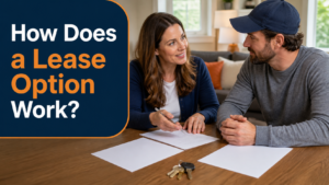 Arkansas homeowner comparing a lease and purchase option beside house keys with the question How Does a Lease Option Work?