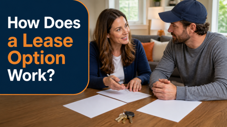 Arkansas homeowner comparing a lease and purchase option beside house keys with the question How Does a Lease Option Work?