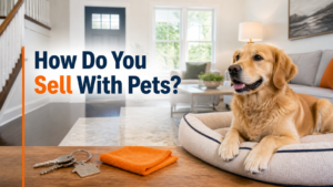 Arkansas homeowner with dog in a clean home asking How Do You Sell With Pets?