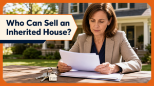 Arkansas personal representative reviewing probate papers and house keys with the question Who Can Sell an Inherited House?